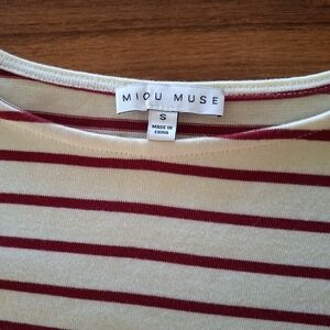 Miou Muse Women's Striped Jersey Top - Red and Cream
